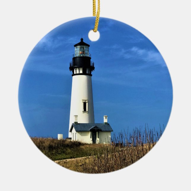 Yaquina Head Lighthouse, Newport, Oregon Julgransprydnad Keramik (Framsidan)