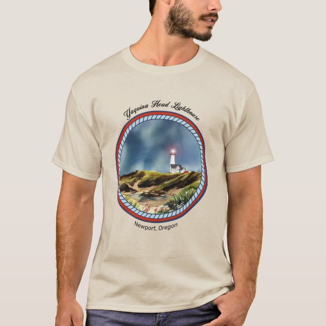 Yaquina Head Lighthouse Newport Oregon T Shirt (Framsida)