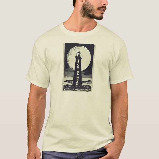 Yaquina Head Lighthouse Oregon Måne T Shirt (Framsida)