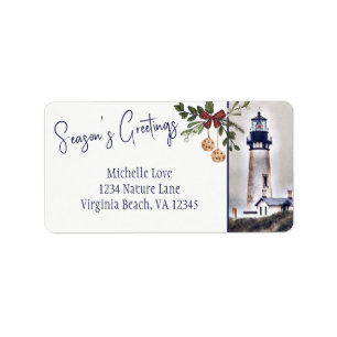 Yaquina Head Lighthouse Season Greetings Adress Adressetikett