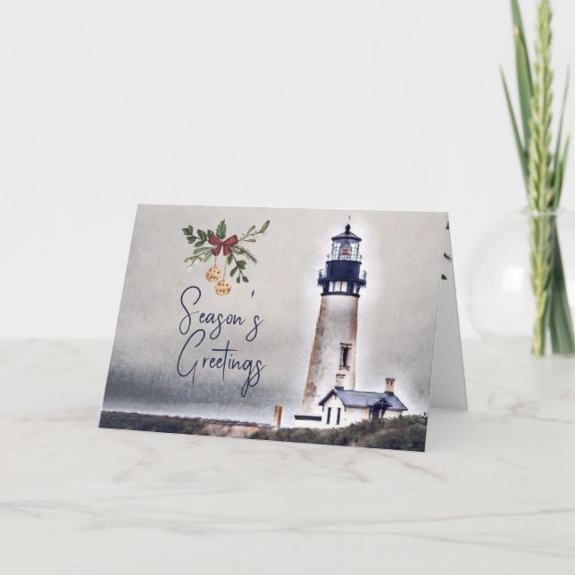 Yaquina Head Lighthouse Season Greetings Helgdag Kort (Framsida)