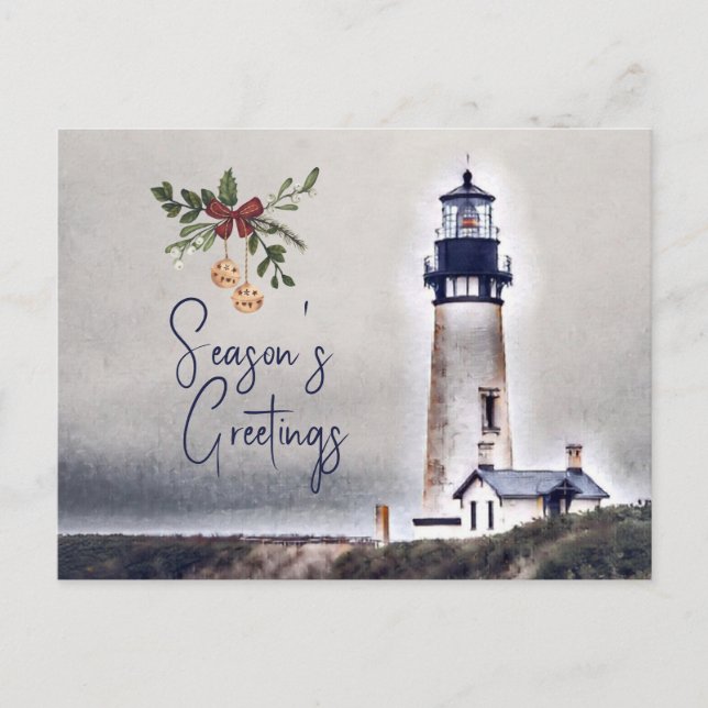 Yaquina Head Lighthouse Season Greetings Helgdag Vykort (Framsida)