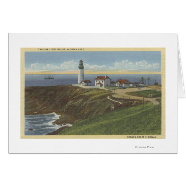 Yaquina Light House på Yaquina Head Hälsningskort (Framsidan Horizontal)
