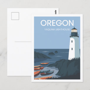 Yaquina Lighthouse Oregon USA Resemål Plats Vykort