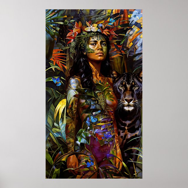 "Yaraquim" Jaguar-Blommarna - Kvinnor i Amazonas Poster (Framsidan)