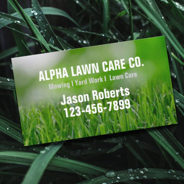 Yard Gräsmatta Liggande gräsrotsmassa Visitkort (Yard Lawn Care Landscape Landscaping Grass Mowing Business Card)