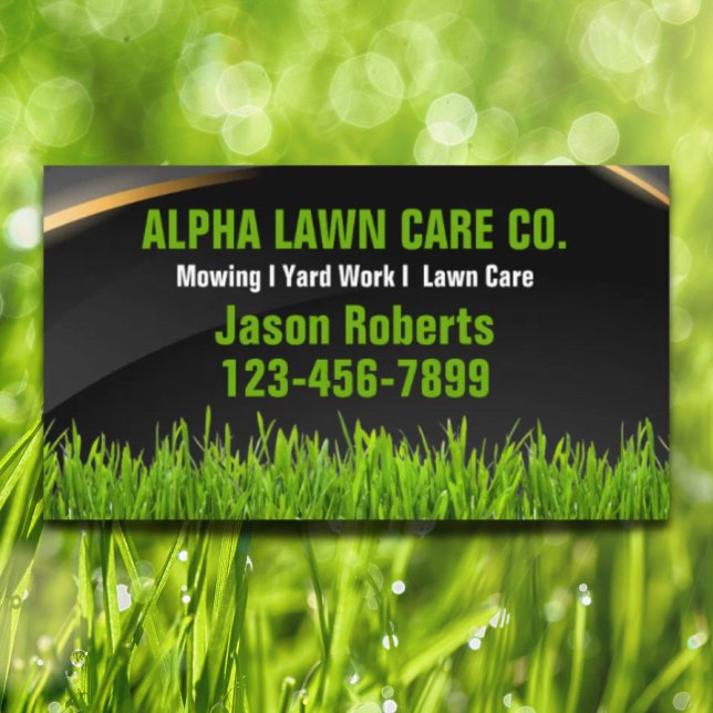 Yard Gräsmatta Liggande gräsrotsmassa Visitkort (Yard Lawn Care Landscape Landscaping Grass Mowing Business Card)
