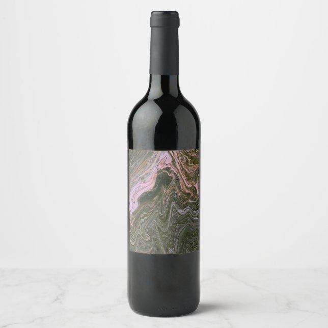 Yard Hund 3 Rosa Grönt Abstrakt Vin Flaska Vinflaska Etikett (Framsida)