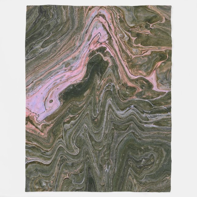 Yard Hund 3 Rosa Grönt Fluid Abstrakt Blankett Fleecefilt (Framsidan)