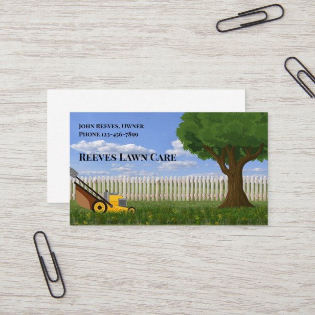 Yard Lawncare Landscaping Service Business Card Visitkort (Fram/Back In Situ)