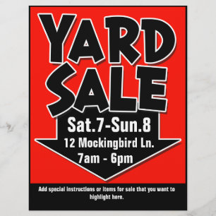YARD SALE-anpassadets flygblad/poster Reklamblad