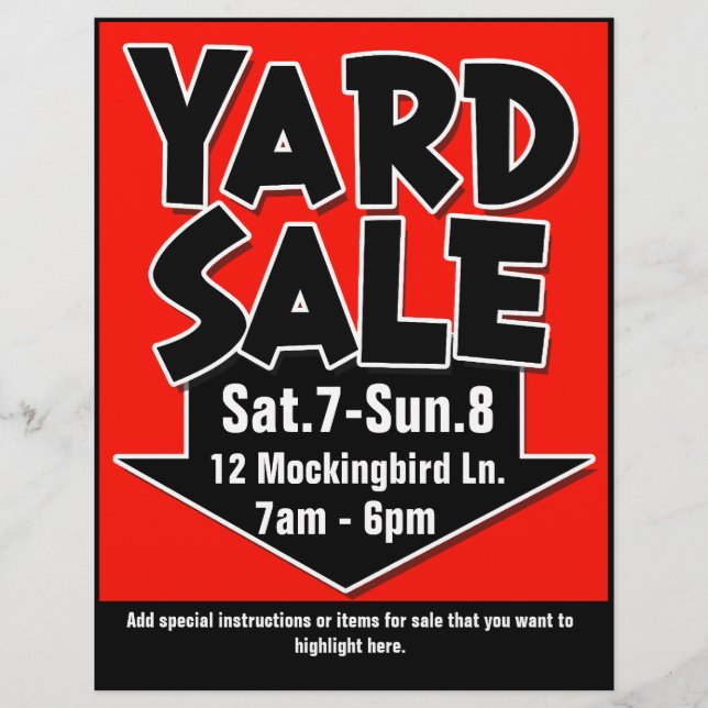 YARD SALE-anpassadets flygblad/poster Reklamblad (Framsidan)