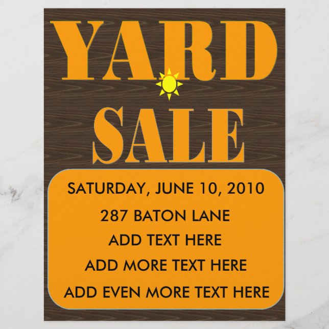 YARD SALE FLYER/SIGN REKLAMBLAD (Framsidan)
