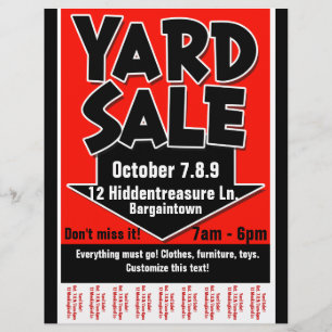 Yard Sale.Garage Sale.Anpassade.Tearsheet Reklamblad