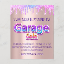 Yard Sale Garage Sale Holograph Drifts Rosa Flygblad