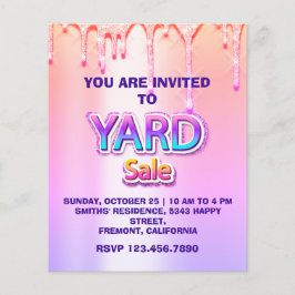 Yard Sale Garage Sale HoloGraph Rosa Ombre Drifts Flygblad