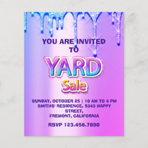 Yard Sale Garage Sale HoloGraph Rosa Spark Drifts Flygblad