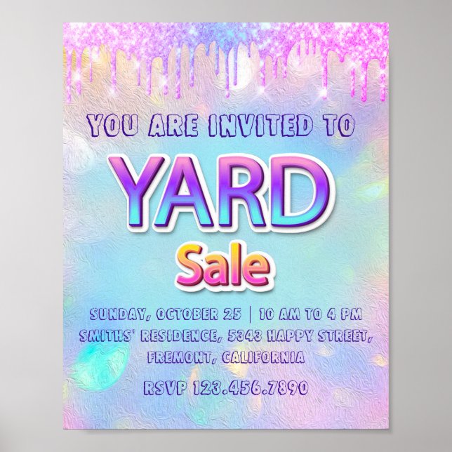 Yard Sale Hemsida Holografiskt Meddelande Poster (Framsidan)