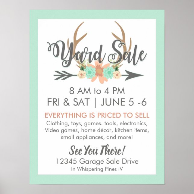 Yard Sale Poster - Pastel Hjort Antlers (Framsidan)