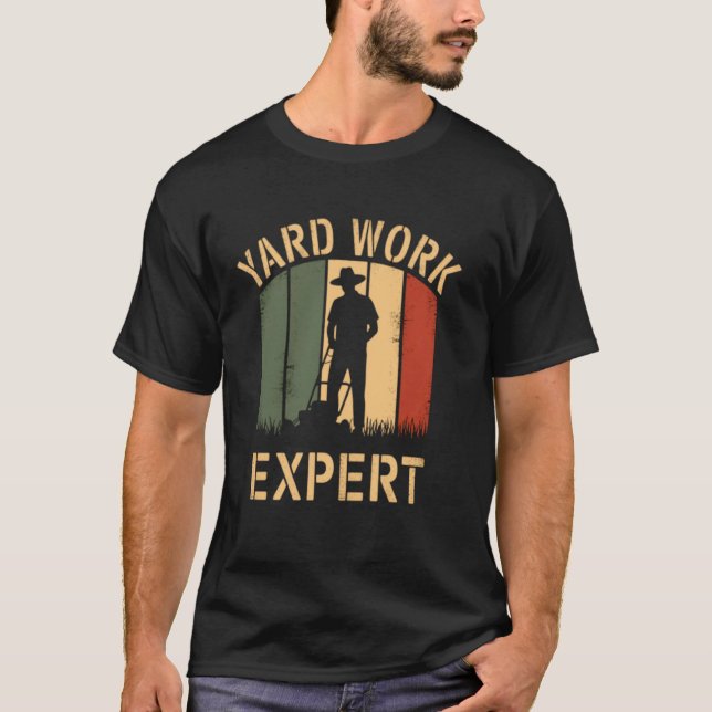 Yard Work Expert Retro Gräsmatta Mower Pappa Pappo T Shirt (Framsida)