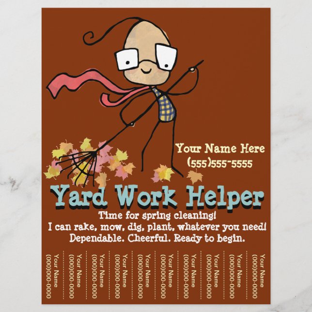 Yard Work. Garden Helper. Reklamflygare Reklamblad (Framsidan)