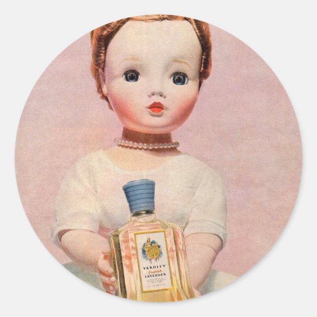 Yardley på 1950-talet och Madame Alexander doll Runt Klistermärke (Framsida)