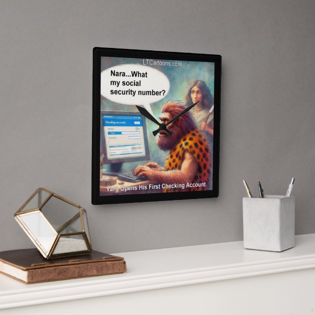 Yarg’s First Login: Banking Like a Caveman Fyrkantig Klocka (Kontor)