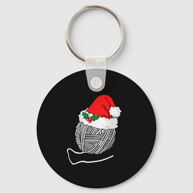 Yarn Ball Santa Knitting T Shirt Christmas Women's Nyckelring (Framsida)