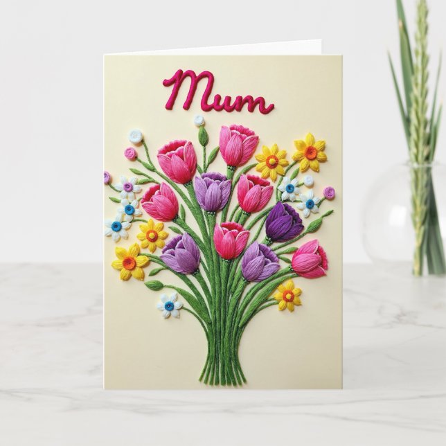 Yarn Blomster Mamma Dagskort Kort (Framsida)