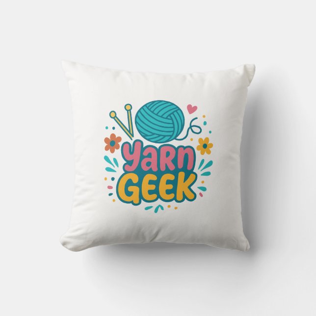 Yarn Geek Stickad Kuddthrow Kudde (Framsida)