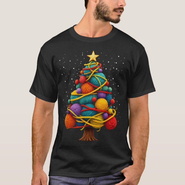 Yarn Julgran Crochet Knitting Quilter T Shirt (Framsida)