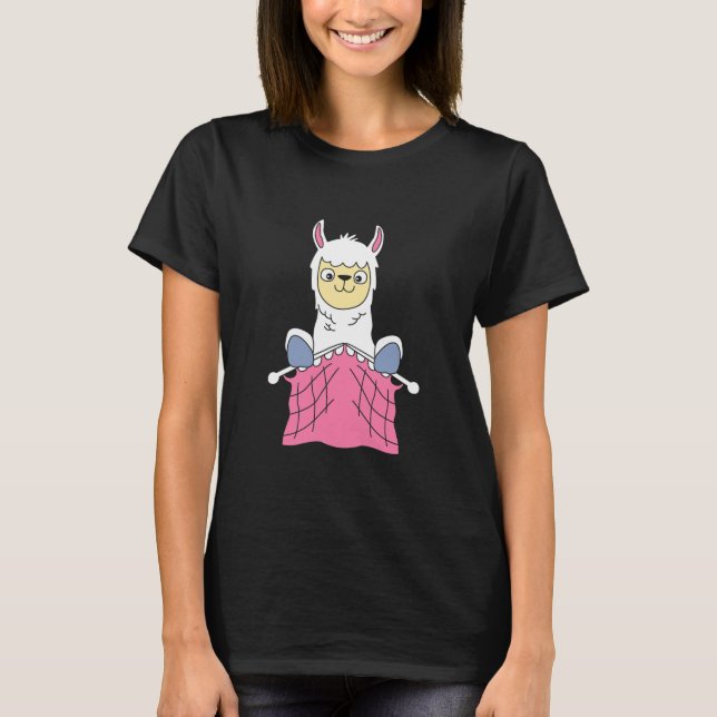 Yarn Knitters Knitting Llama Llama T Shirt (Framsida)