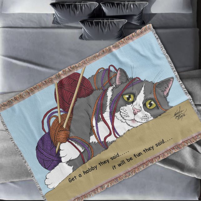 Yarn Knitting Funny Cat Mysfilt (Skapare uppladdad)