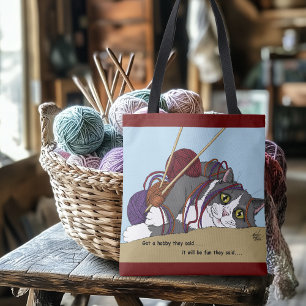 Yarn Knitting Funny Cat Tygkasse