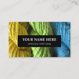 Yarn Knitting Handspun Gult Grönt Blue Photo Visitkort