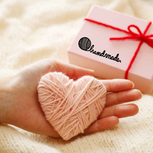 Yarn & needle crotchet Handmade Personalized Stämpel (yarn and needle stamp, crochet handmade stamp, personalized craft stamp, handmade by stamp, small bu)