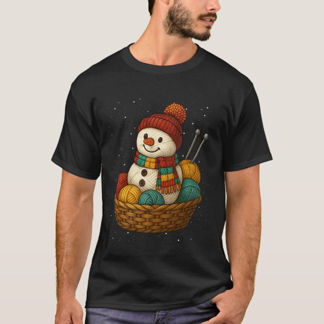 Yarn Snowman Knitting Crafting Crocheting Quilter  T Shirt (Framsida)