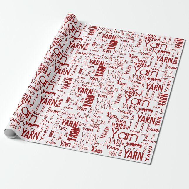 YARN! Typografi Knitting Ord Cloud Wrapping Pape Presentpapper (Utrullad)