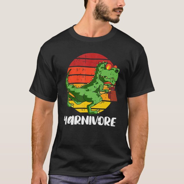 Yarnivar Crochet Dinosaur Knitting Dino Crochetin T Shirt (Framsida)