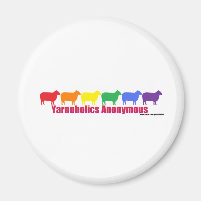 Yarnoholics Anonymous Rainbow Sheep Magnet (Framsidan)