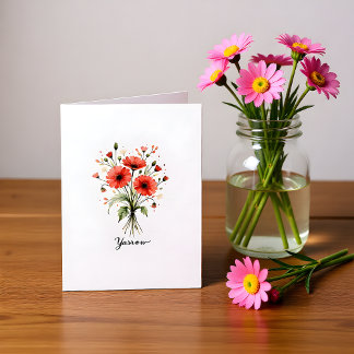 Yarrow Floral  Blank Note Card Anteckningskort