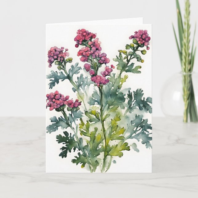 Yarrow - Watercolor flowers Kort (Framsida)