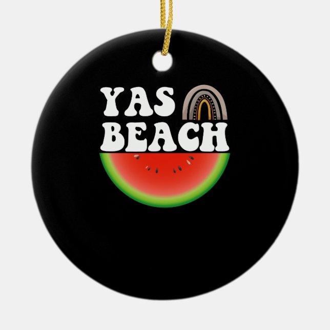 Yas Beach Vattenmelon Sommarlov Strandpresent Julgransprydnad Keramik (Framsidan)