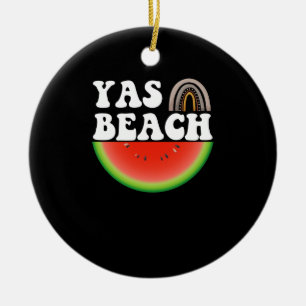 Yas Beach Watermelon Summer Vacation Beach Gift Julgransprydnad Keramik