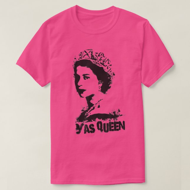 YAS QUEEN England Tribute British Royal Funny Q T Shirt (Design framsida)