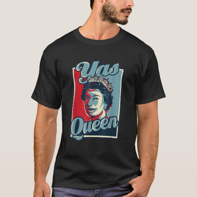 Yas Queen Krona Elizabeth II Meme T Shirt (Framsida)