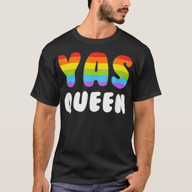 Yas Queen Manar Women Gay pride HGBTQ Rainbow Yaas T Shirt (Framsida)