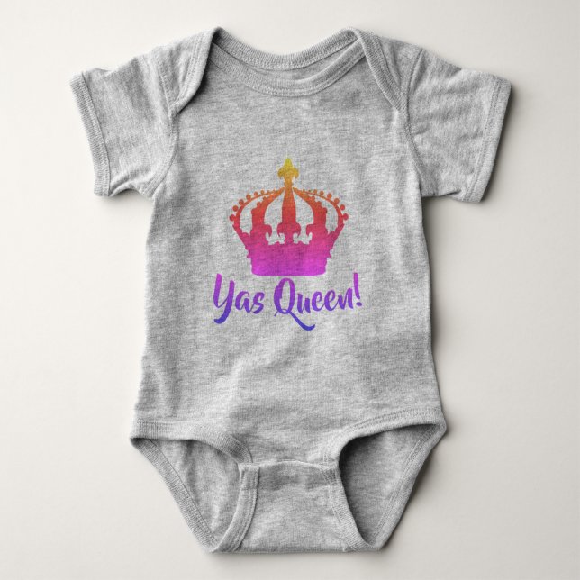 Yas Queen! Rainbow färg Baby stil Tee Shirt (Framsida)