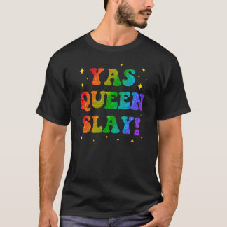 YAS QUEEN Regnbågs Typografi – Djärv Drag-Inspirer T Shirt