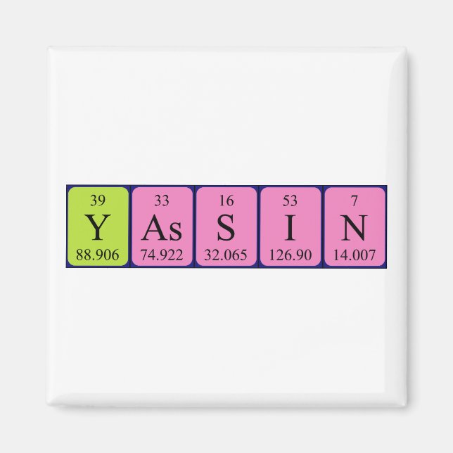 Yassin Periodisk bord namn magnet (Framsidan)